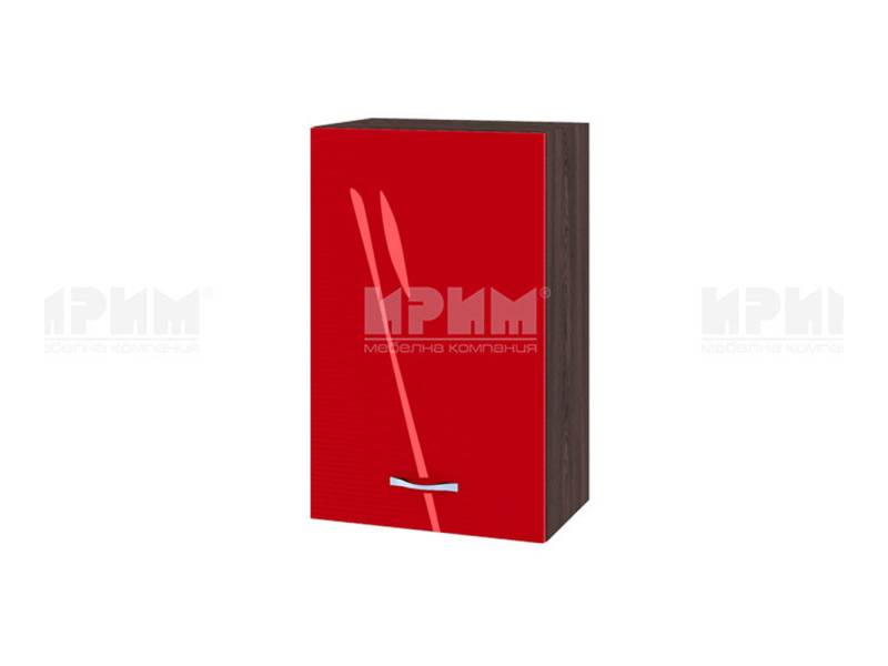 Горен шкаф с врата ВЧ-6, 45см - Модулна кухня Сити червен хайглос и бяло гладко