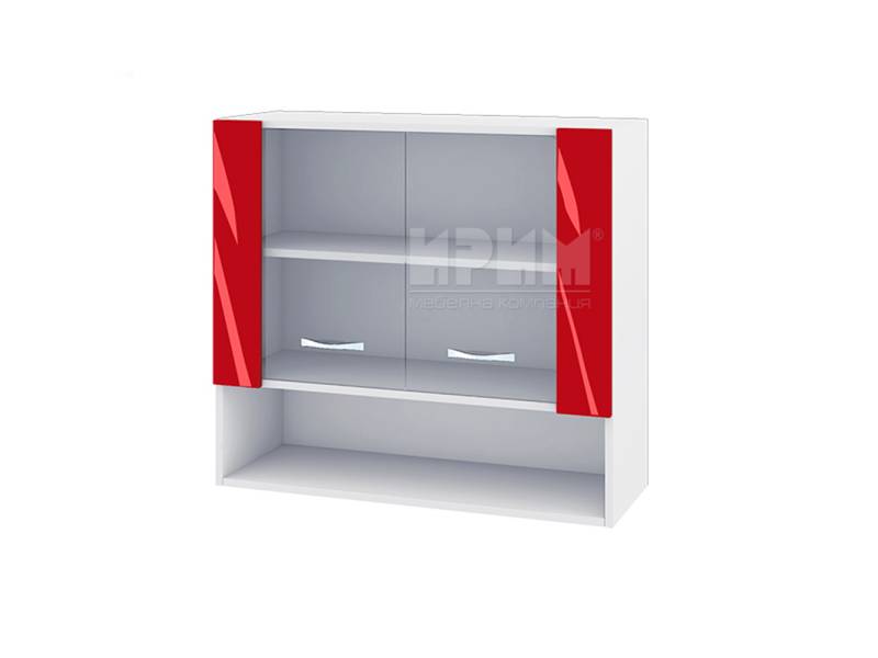 Горен шкаф с две витрини и ниша БЧ-10, 80см - Модулна кухня Сити астра и венге