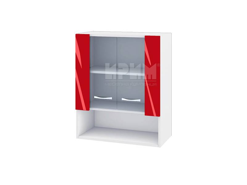 Горен шкаф с две витрини и ниша БЧ-9, 60см - Модулна кухня Сити астра и венге