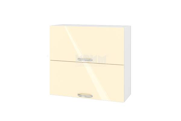 Горен шкаф с две хоризонтални врати БФ-Бежово гланц-05-12, 80см