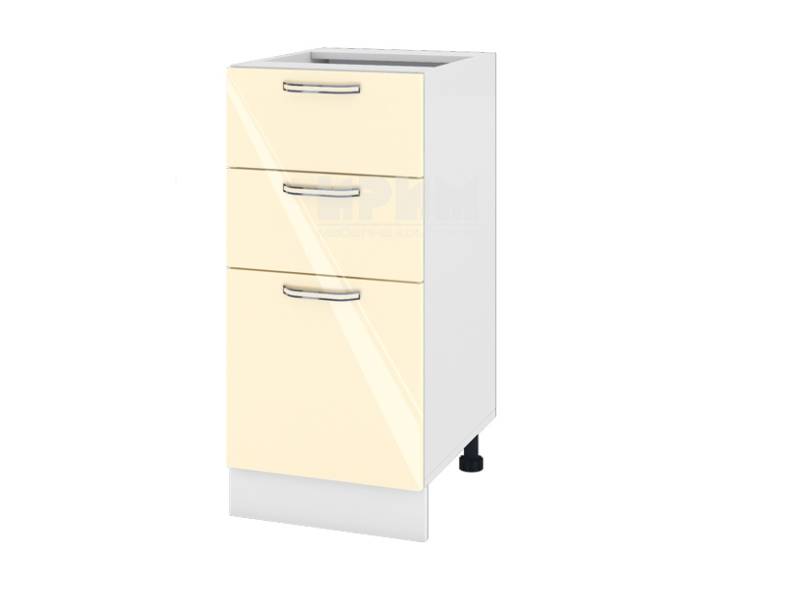 Долен шкаф с две чекмеджета и врата БФ-Бежово гланц-05-27, 40см - Модулна Кухня Сити бяло и бежов гланц