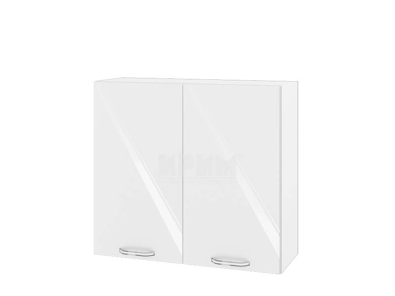 Горен шкаф с две врати БФ-Бяло гланц-05-4, 80см - Модулна кухня Сити бял гланц и бяло гладко