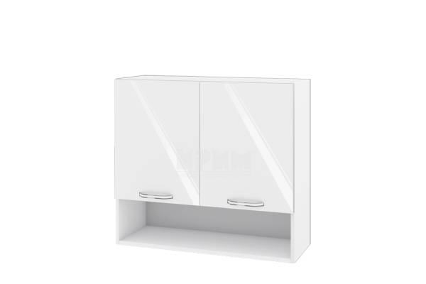 Горен шкаф с две врати и ниша БФ-Бяло гланц-05-8, 80см