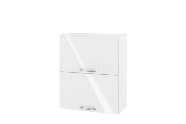 Горен шкаф с две хоризонтални врати БФ-Бяло гланц-05-11, 60см