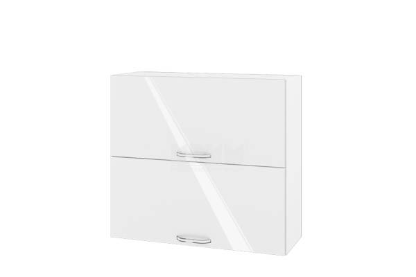 Горен шкаф с две хоризонтални врати БФ-Бяло гланц-05-12, 80см