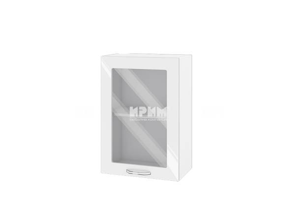 Горен шкаф с витрина БФ-Бяло гланц-05-218, 50см