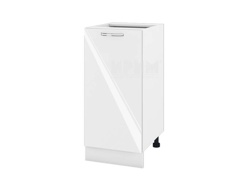 Долен шкаф с врата БФ-Бяло гланц-05-21, 40см - Модулна кухня Сити бял гланц и бяло гладко