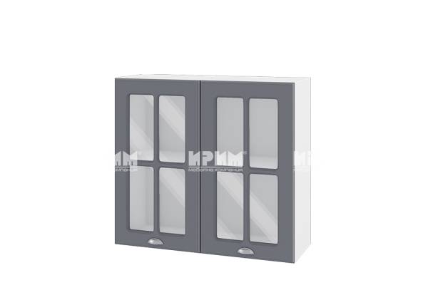 Горен шкаф с две витрини БФ-Цимент мат-06-104, 80см