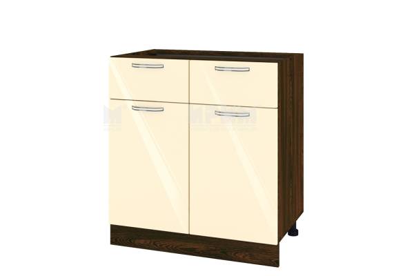 Долен шкаф с две врати и две чекмеджета ВФ-Бежово гланц-05-26, 80см