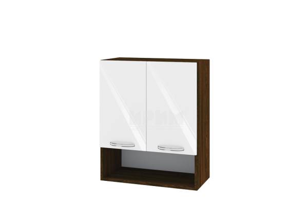 Горен шкаф с две врати и ниша ВФ-Бяло гланц-05-7, 60см