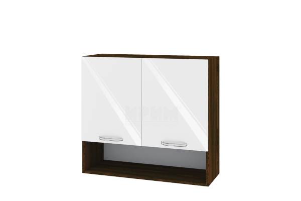 Горен шкаф с две врати и ниша ВФ-Бяло гланц-05-8, 80см