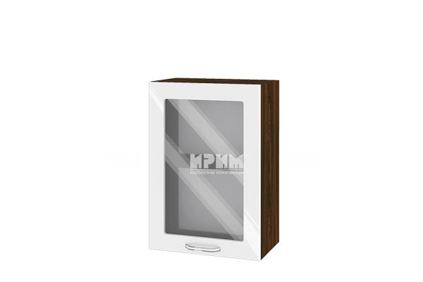 Горен шкаф с витрина ВФ-Бяло гланц-05-218, 50см
