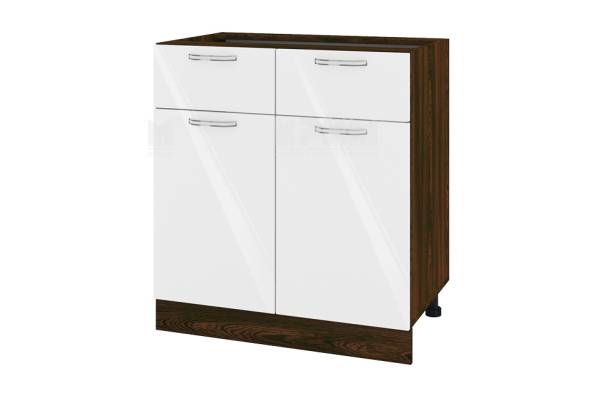 Долен шкаф с две врати и две чекмеджета ВФ-Бяло гланц-05-26, 80см