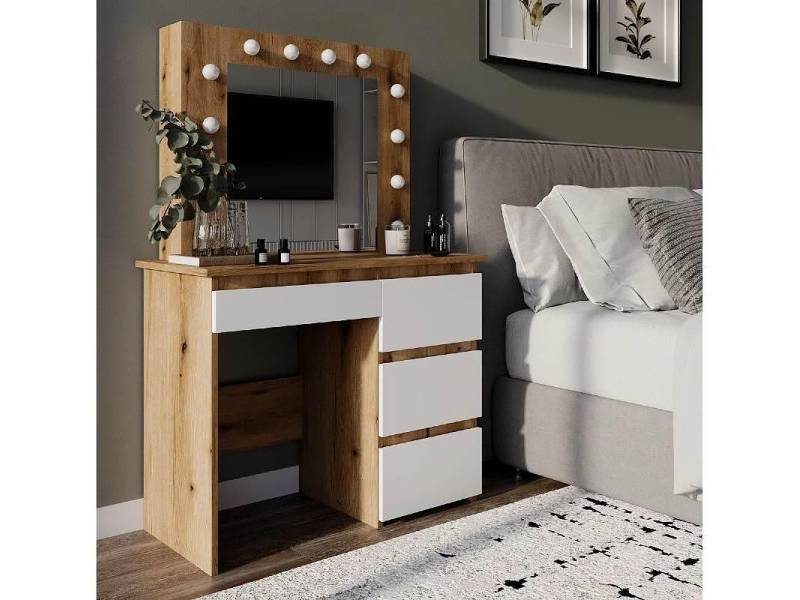 Тоалетка Beauty с огледало и LED осветление - Скринове и тоалетки Тоалетка Beauty с огледало и LED осветление - Скринове и тоалетки